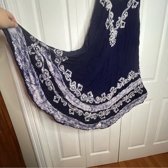 Rima Navy Sleeveless Embroidered Scarf Hem Dress beach cover up one size - Picture 5 of 9